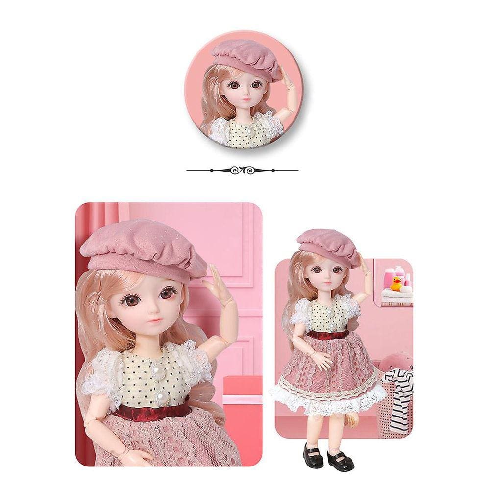 Bjd Dolls 12,2 Polegadas 23 Bola Boneca Articulada com Sapatos de Roupas Completas (Cabelo Rosa A)