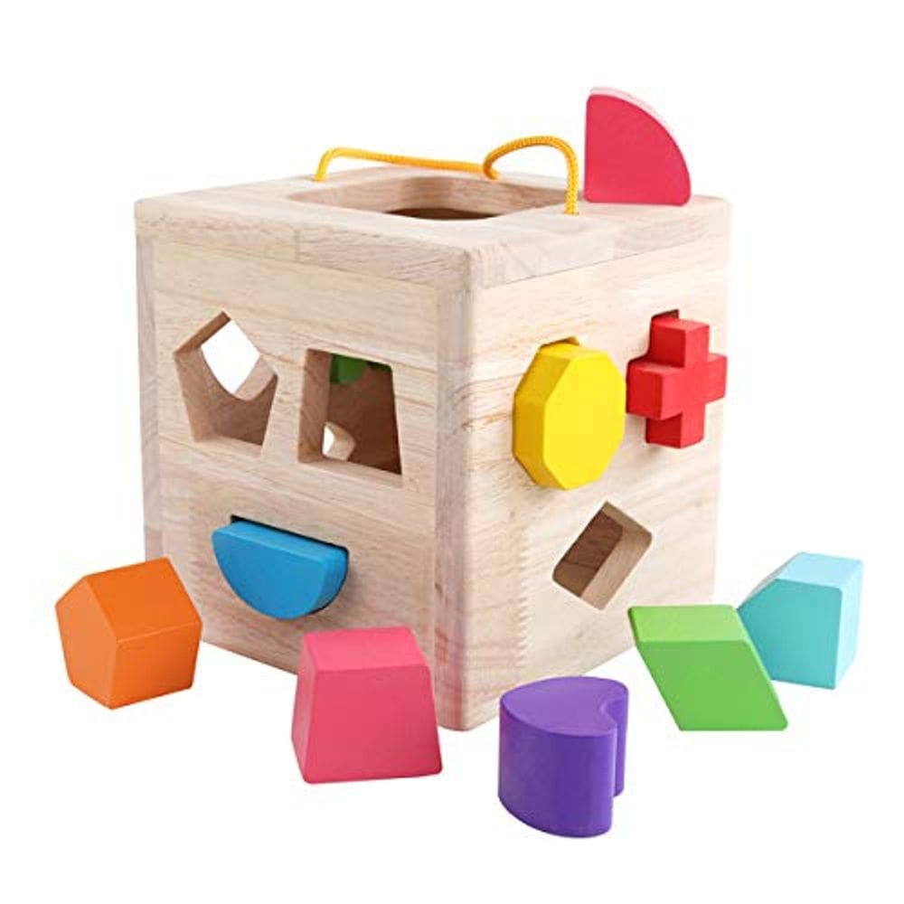 GEMEM Shape Sorter Toy Meu Primeiro Bloco de Construção de Madeira 12