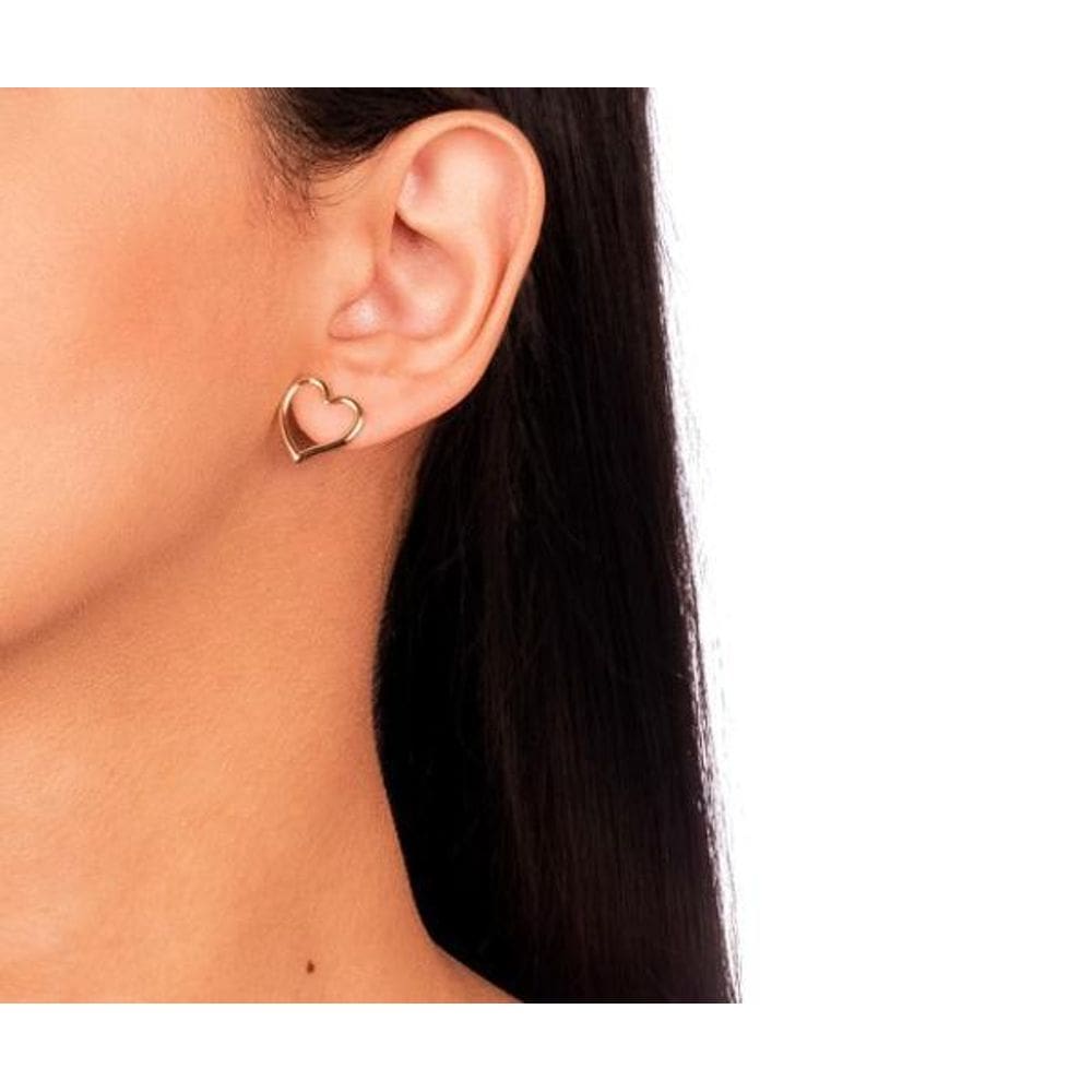 Brinco Coração Banhado Ouro 18k Romântico e Elegante