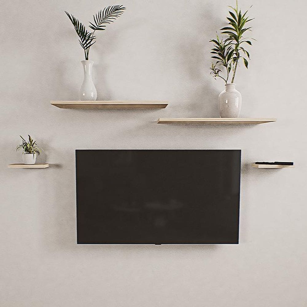 Prateleira Suspensa de Madeira Maciça Pinus - 4 Peças