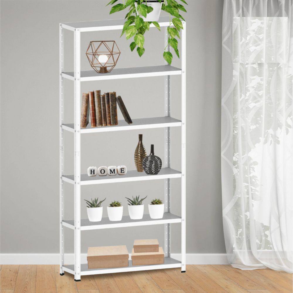 Estante para Livros com Estrutura Metalica 6 Prateleiras Branco