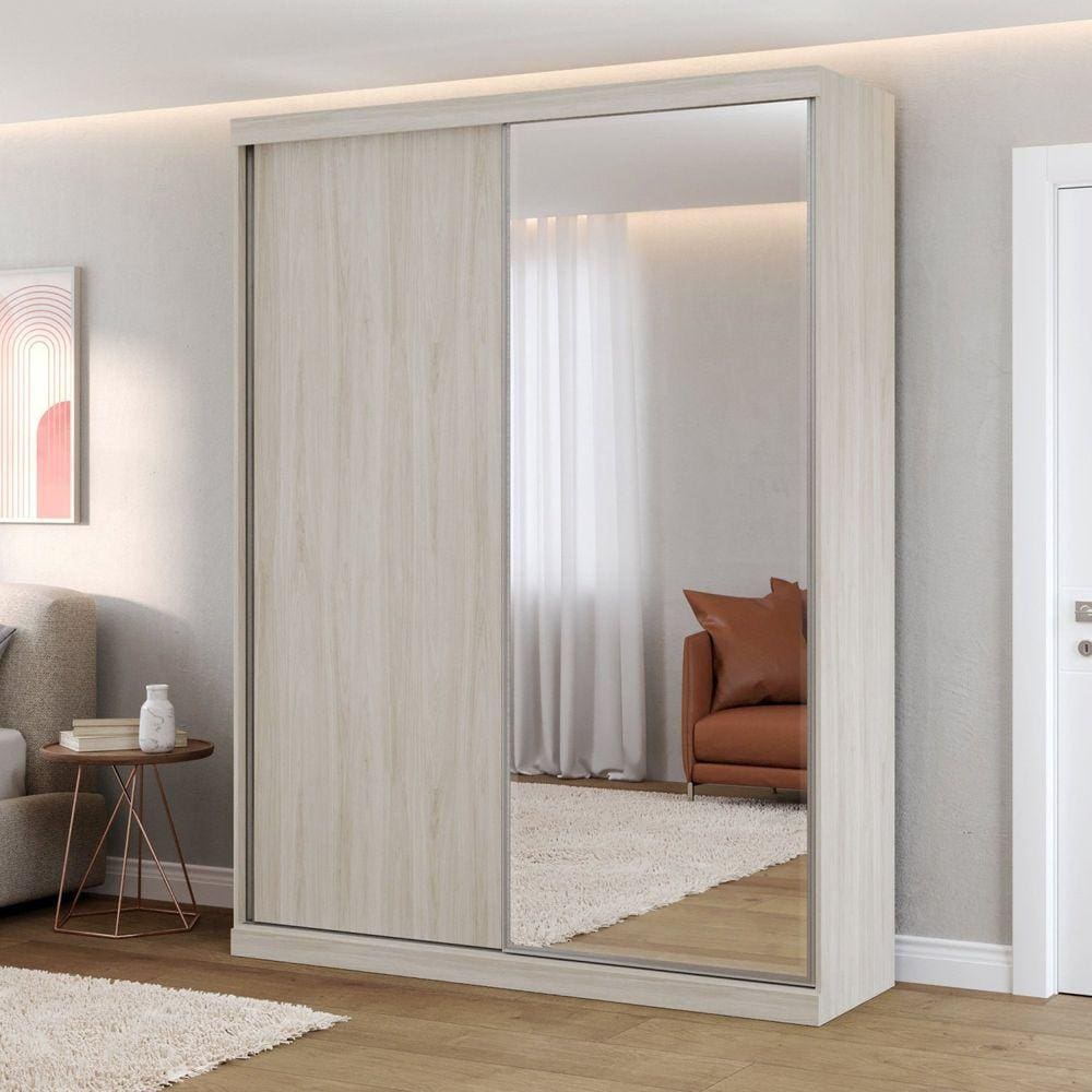 Guarda Roupas Modulado Solteiro com Espelho 176cm 2 Portas de Correr 100% Mdf Royal Aspen