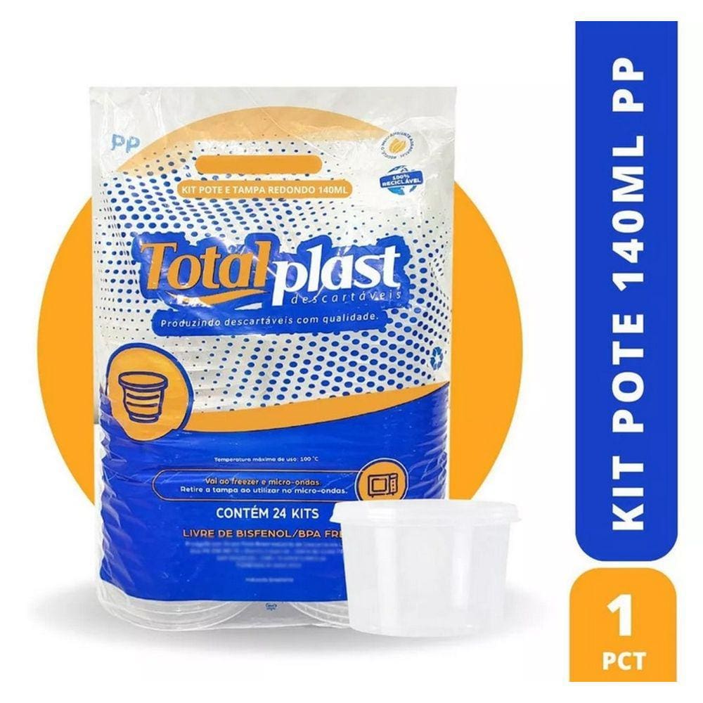 Pote Redondo Com Tampa 140ml Bolo No Pote 24und Totalplast