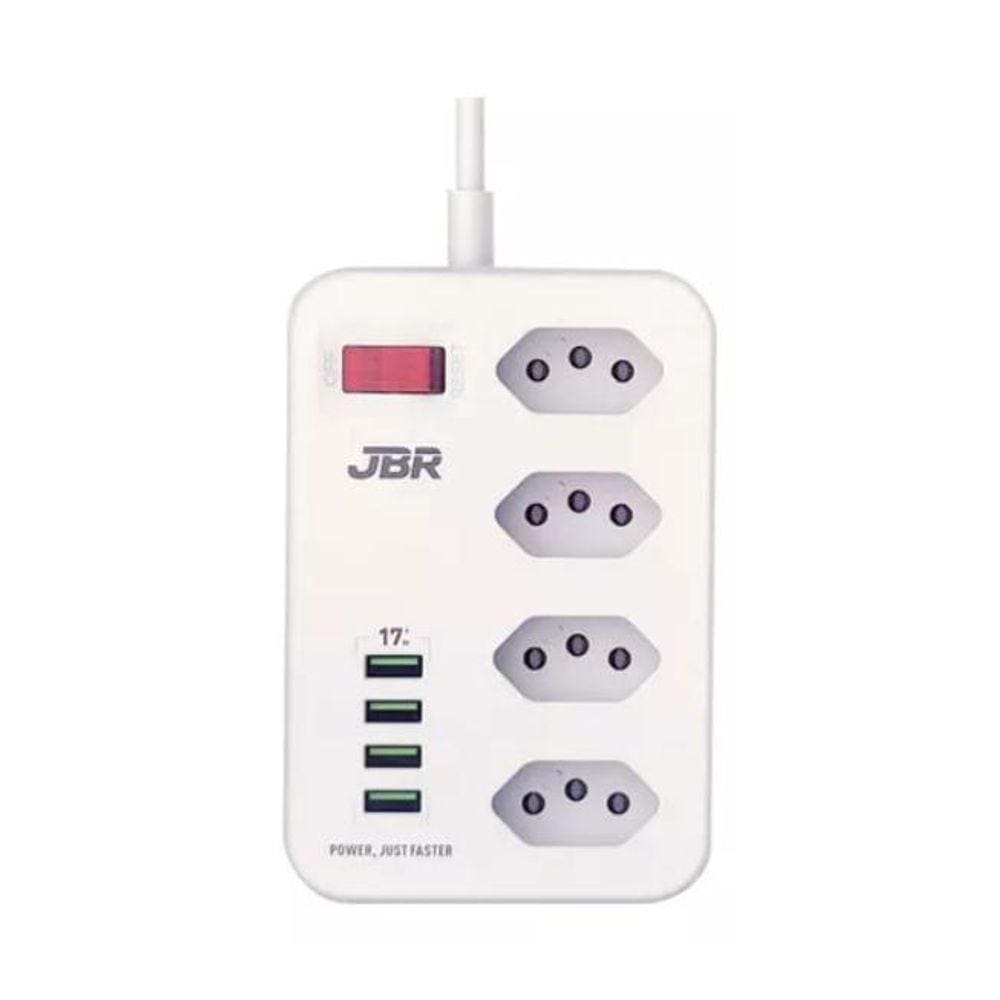 Extensor Elétrico 4 Tomadas / 4 USB - Carregamento Rápido