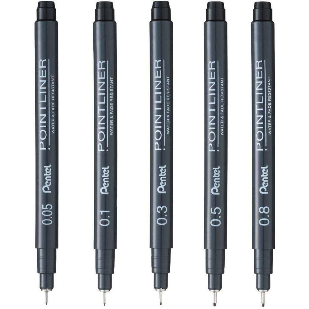 Caneta Nanquim Pointliner Kit 5 Pontas Pentel