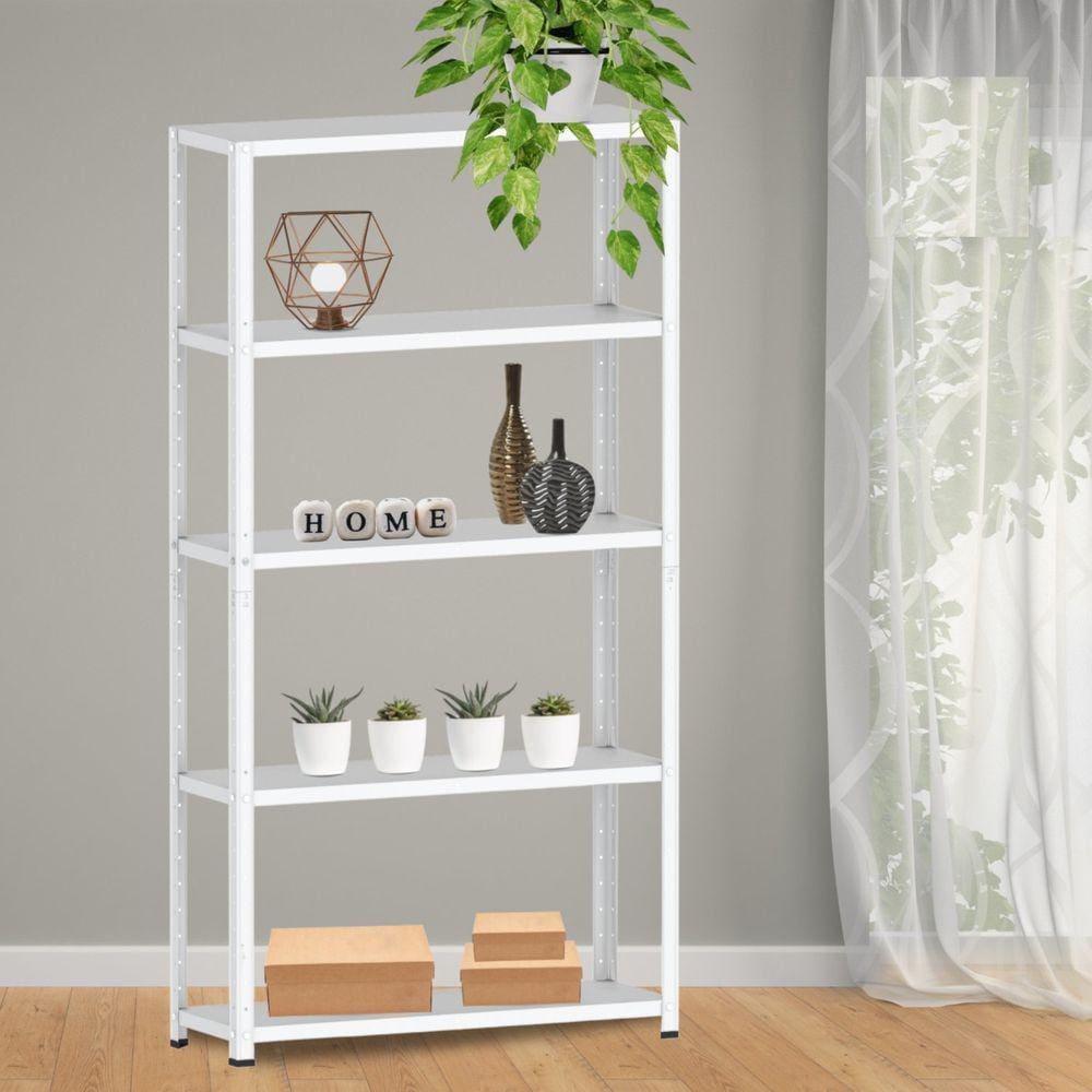 Estante para Livros com Estrutura Metálica 5 Prateleiras Branco
