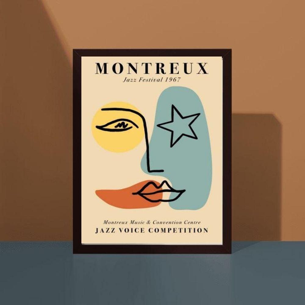 Quadro Poster Minimalista Beijo 33x24cm Moldura Branca