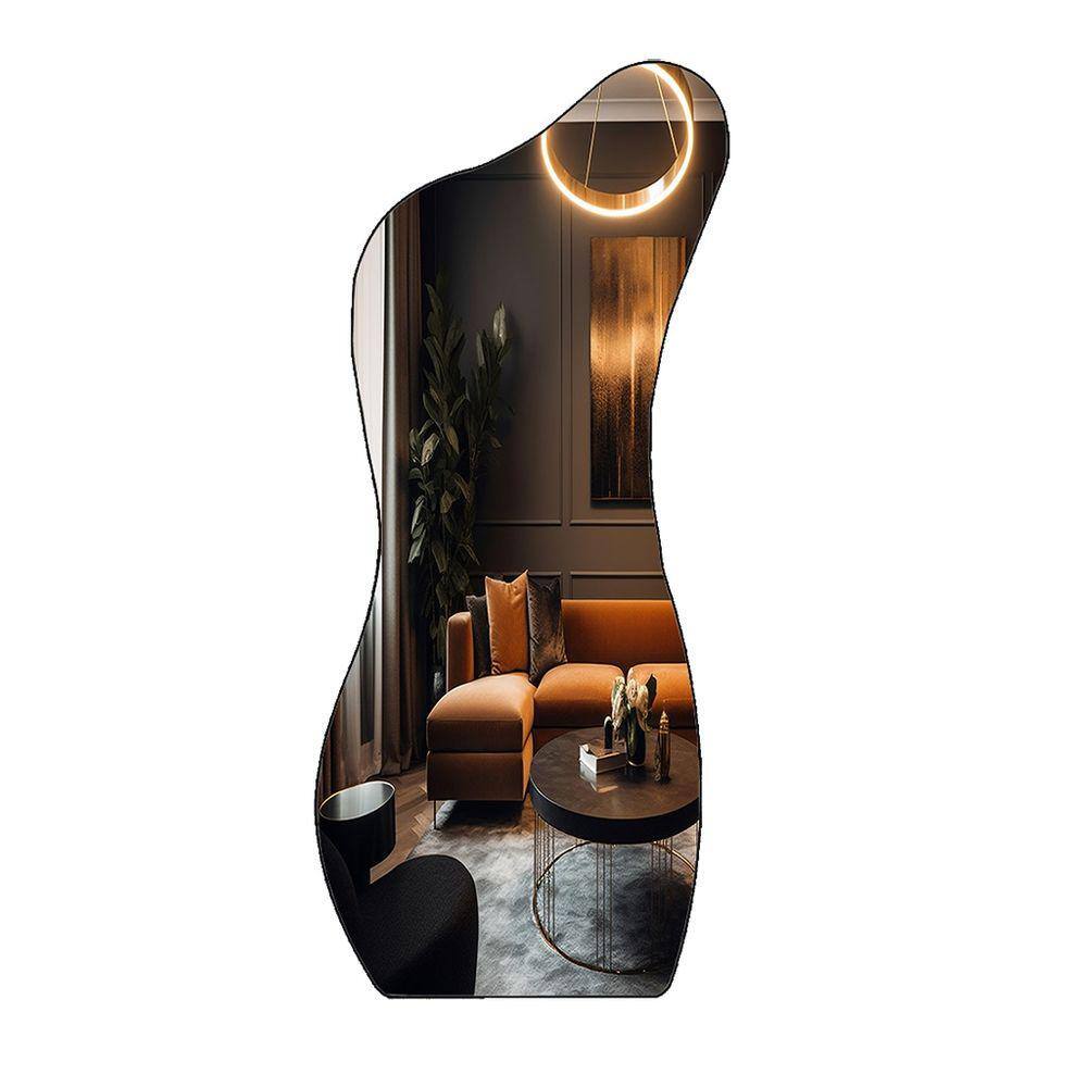 Espelho de chão Orgânico E18 Grande Corpo Inteiro 150x60 Moldura Couro Preto