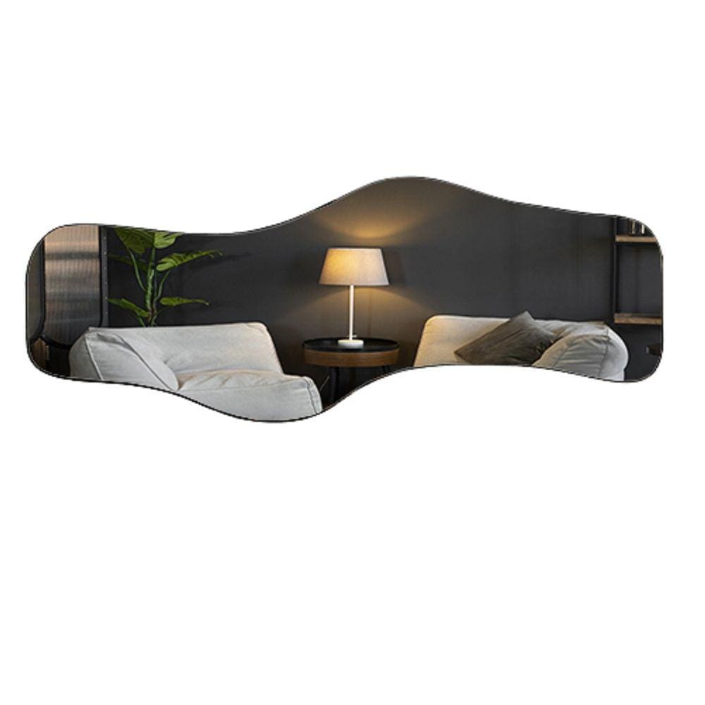 Espelho de chão Orgânico E21 Grande Corpo Inteiro 150x60 Moldura Couro Preto
