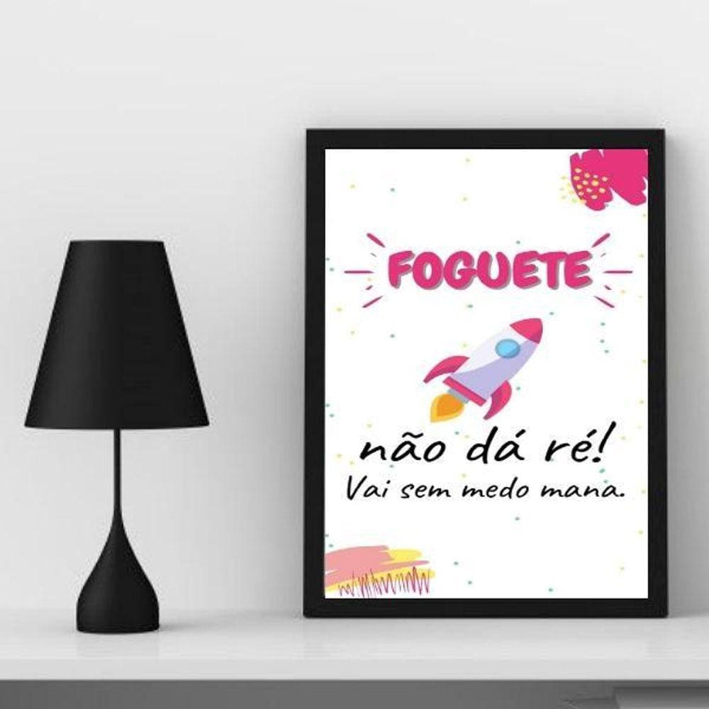 Quadro Decorativo Foguete 33x24cm Moldura Branca