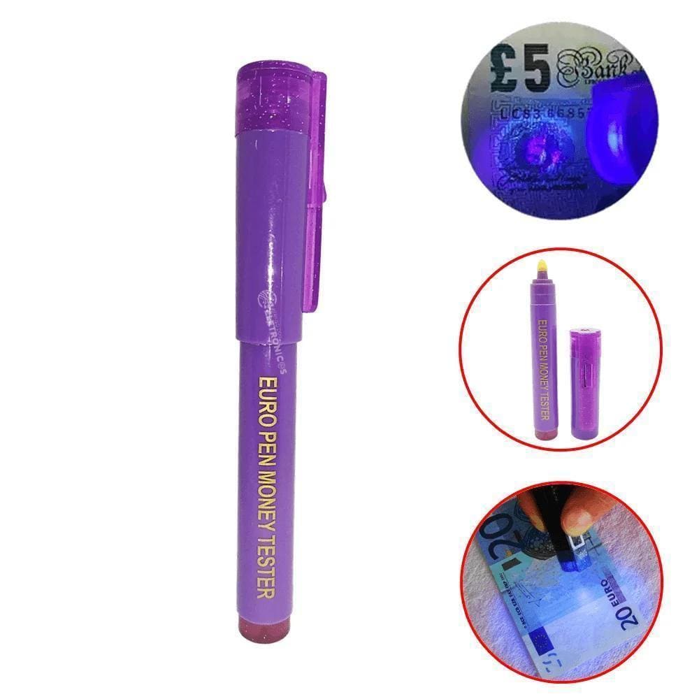 Caneta Testa Detecta Dinheiro Falso Luz Uv Com Luz Negra