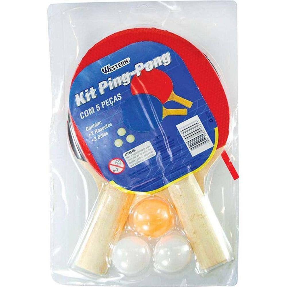 Kit Ping-Pong 2 Raquetes + 3 Bolinhas Bel