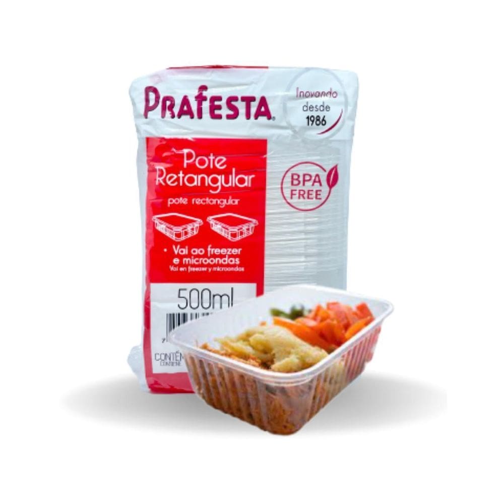 Pote Retangular 500ml Embranet - Resistente Frio/Calor