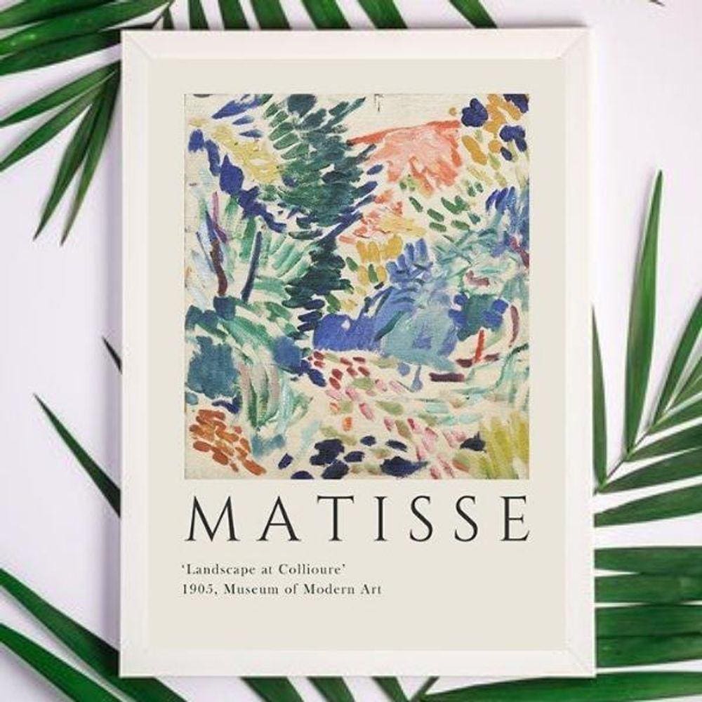 Quadro Colorido Matisse 24x18cm - Vidro e Moldura Branca