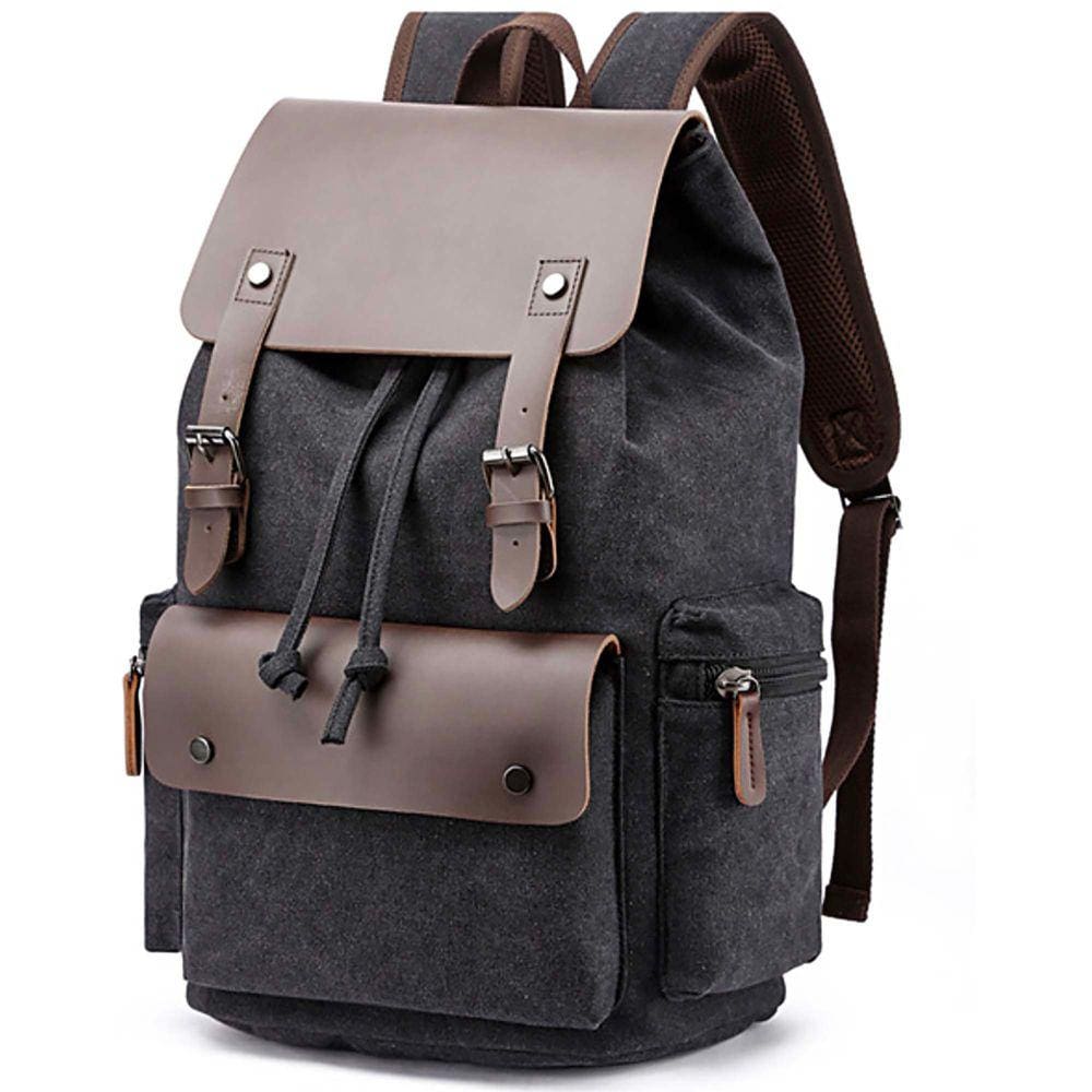 Mochila Viagem Canvas Com Pu Premium 6048-1#