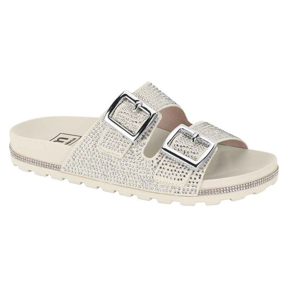 Sandália Papete Birken Strass Fivelas Moleca Tamanco