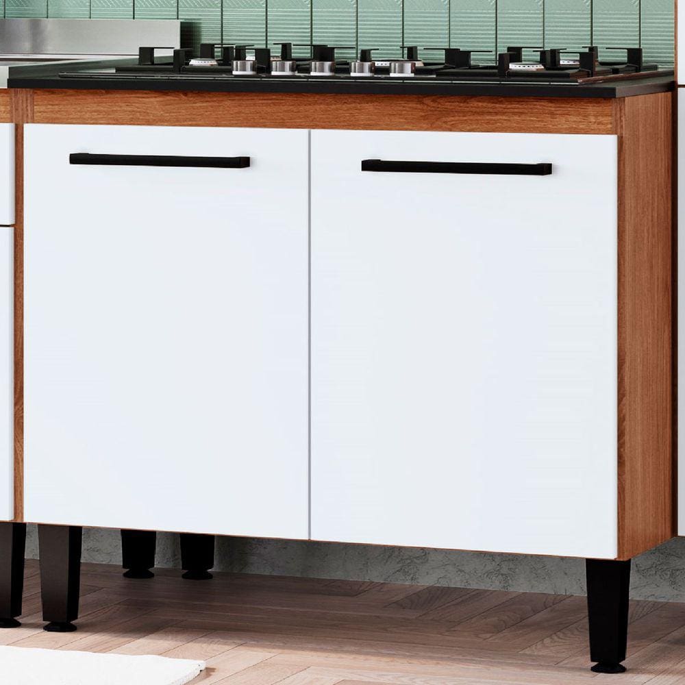 Balcão de Cozinha Giovanna 2 Portas Freijó/Branco - Irm Móveis