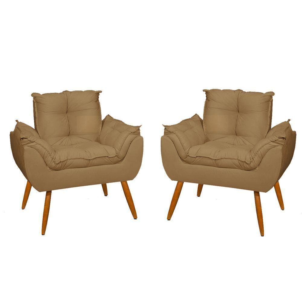 Kit 2 Poltronas Decorativa Opala Para Quarto Sala De Estar Cor:capuccino