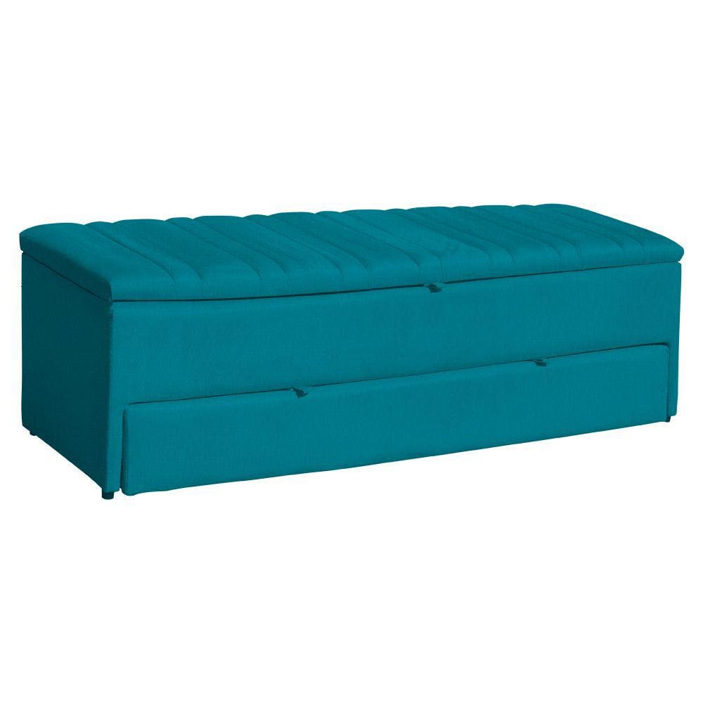 Calçadeira Recamier Baú Sapateira Casal Queen 160cm Ayla Suede Tampo Reto - Estopar