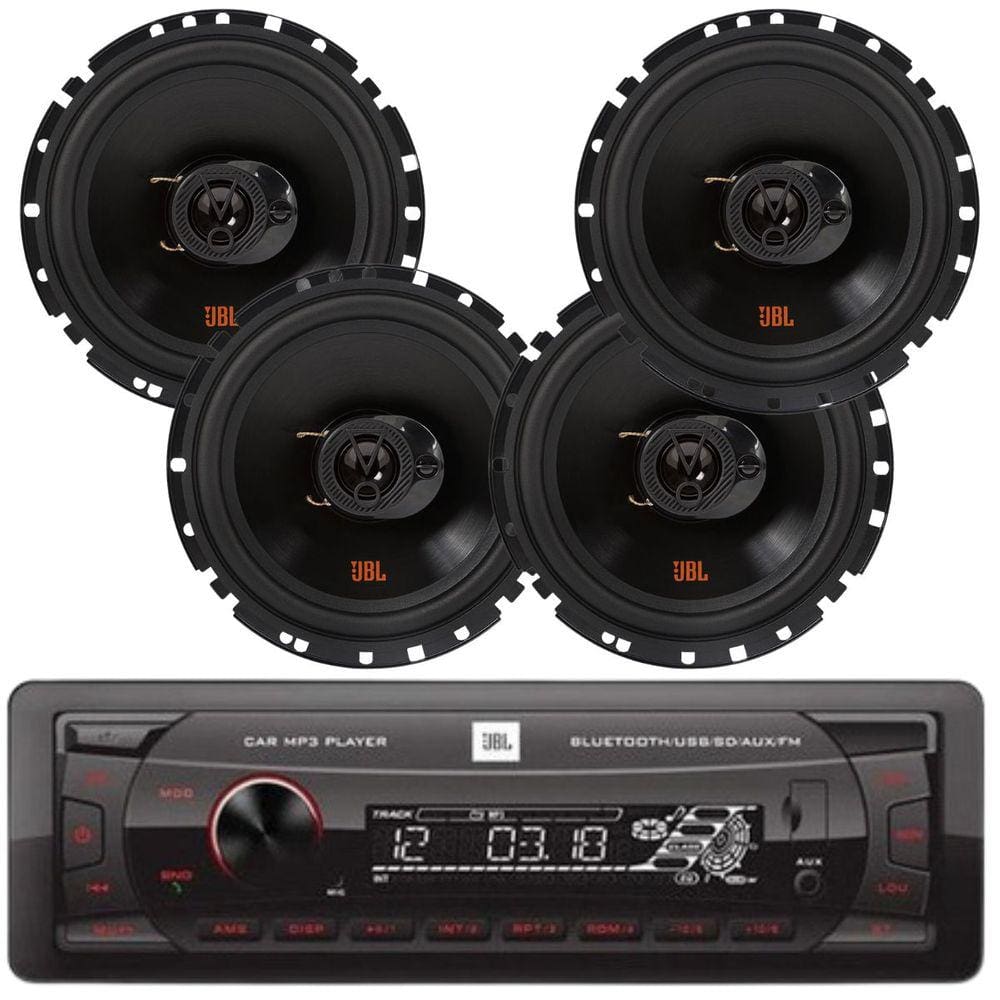 Rádio JBL Celebrity 100 Bluetooth/USB/SD/FM/Auxiliar + 4 Alto Falantes JBL 6TRFX55 - 110 Watts Rms