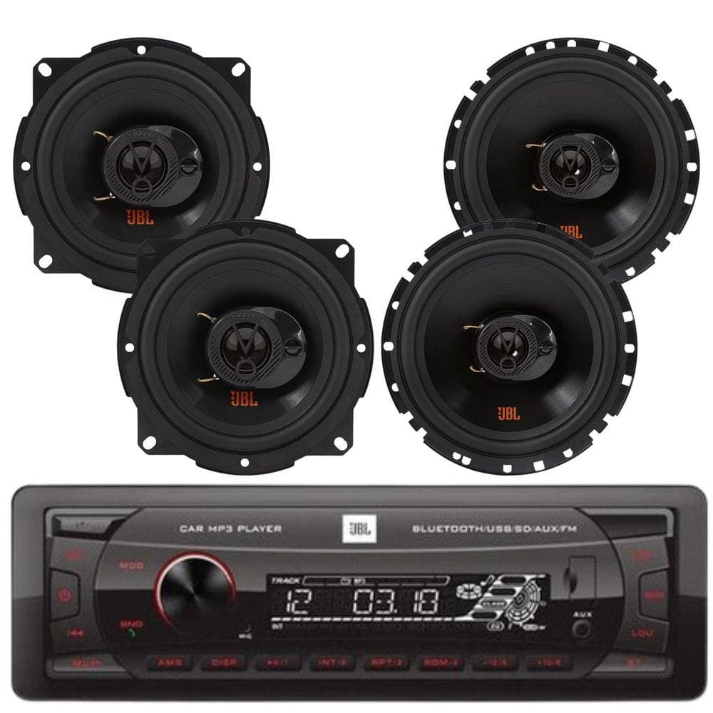 Rádio JBL Celebrity 100 BT/USB/SD/FM/AUX + 2 Alto Falantes JBL 6TRFX55 + 2 Alto Falantes 5TRFX55