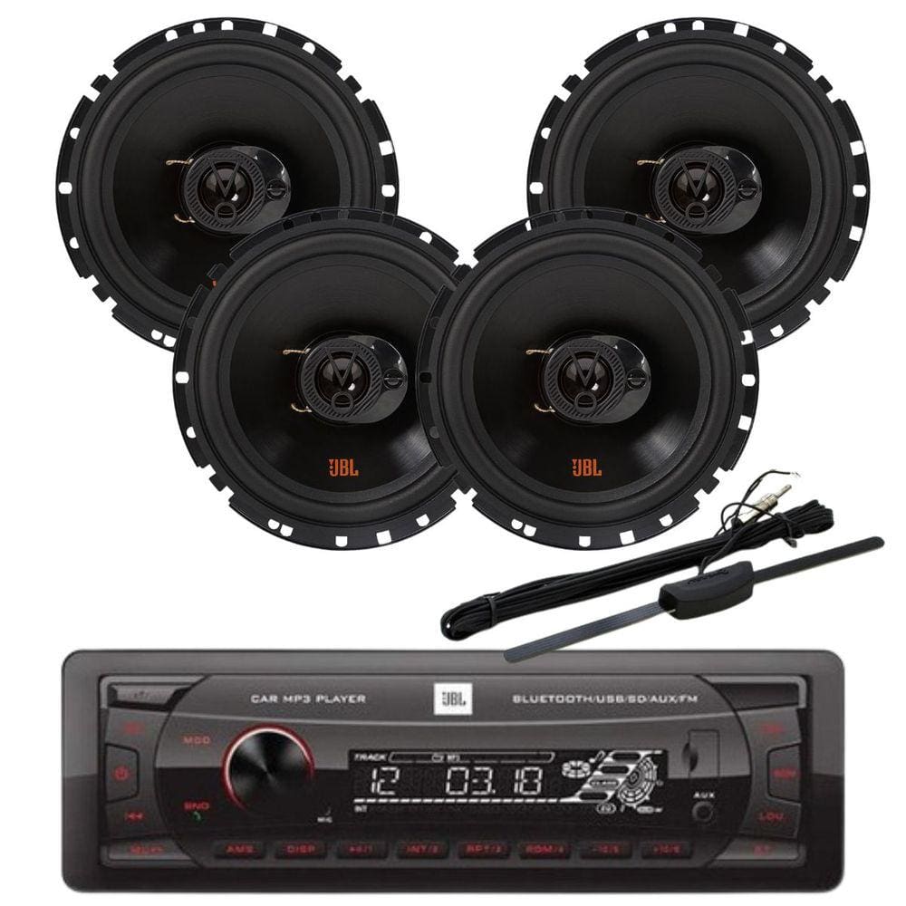 Rádio JBL Celebrity 100 Bluetooth/USB/SD/FM/Auxiliar + 4 Alto Falantes JBL 6TRFX55 220w + Antena