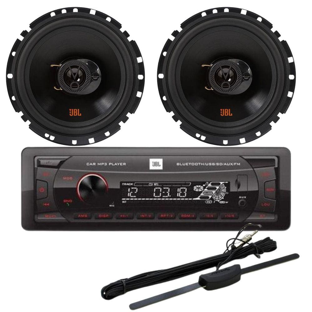 Rádio JBL Celebrity 100 BT/USB/SD/FM/Aux + Par Alto Falantes JBL 6TRFX55 - 110 Watts Rms + Antena