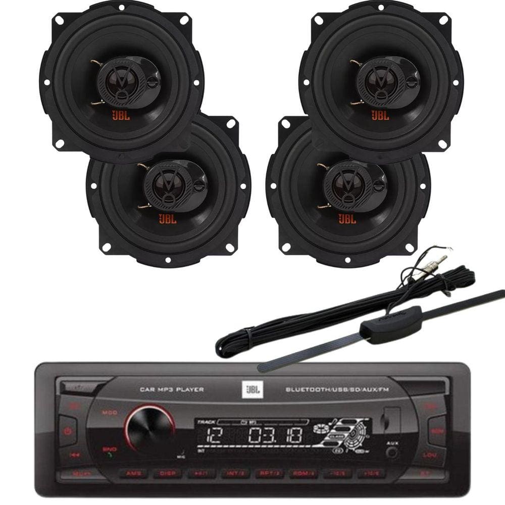 Rádio JBL Celebrity 100 BT/USB/SD/FM/Aux + 4 Alto Falantes JBL 5TRFX55 220 Watts Rms + Antena