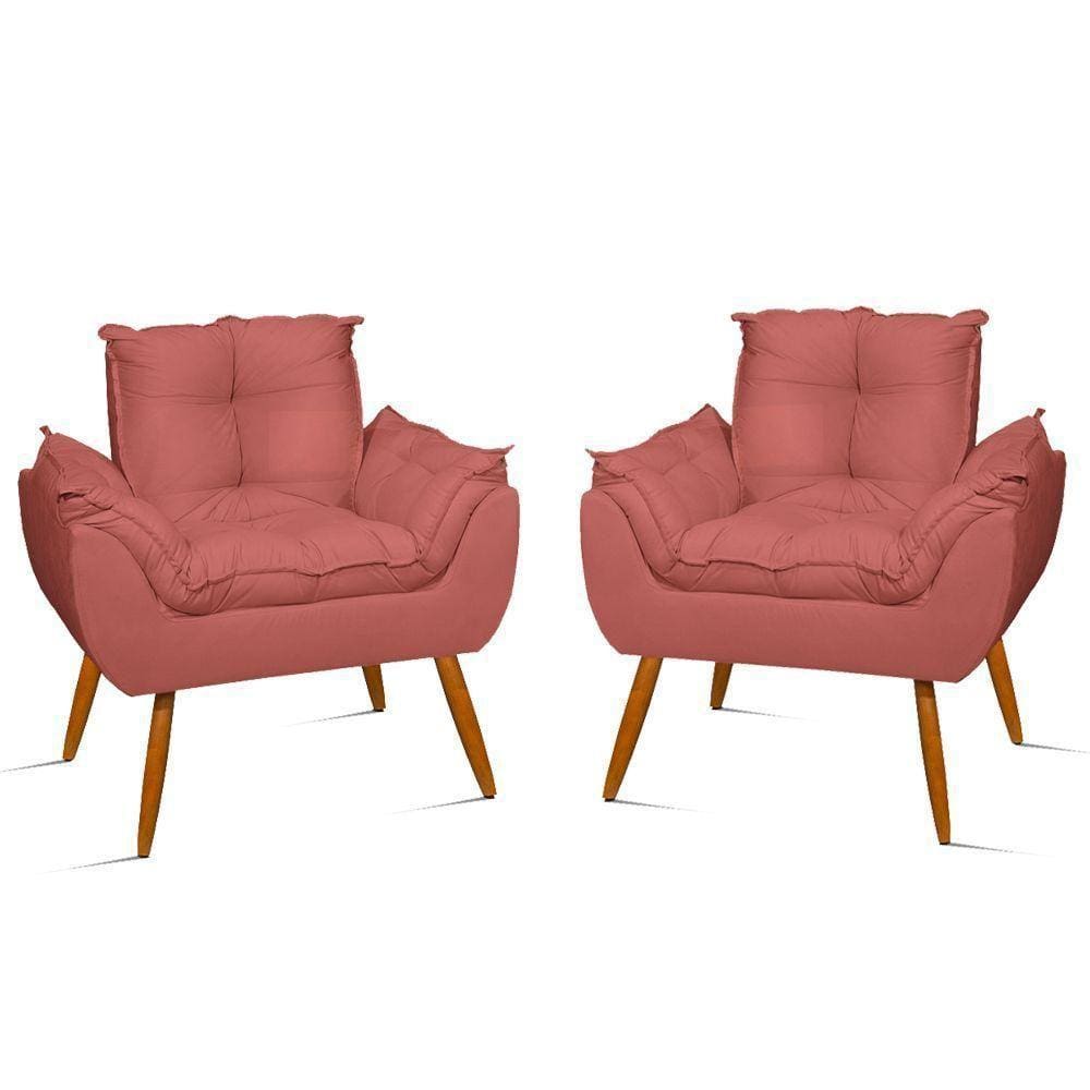 Kit 2 Poltronas Decorativa Amamentação Cadeira Reforçada Cor:rosa