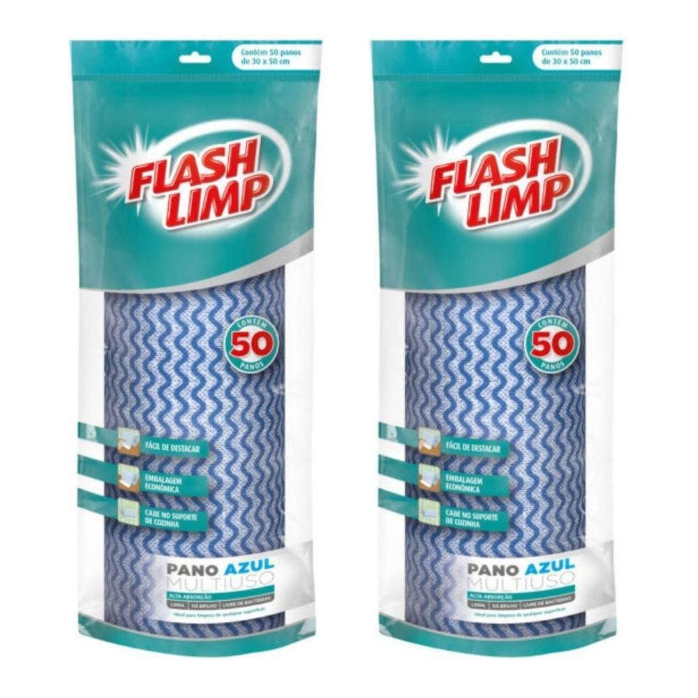 Pano de Limpeza Flaslimp Rolo 50 Panos - Alta Absorção