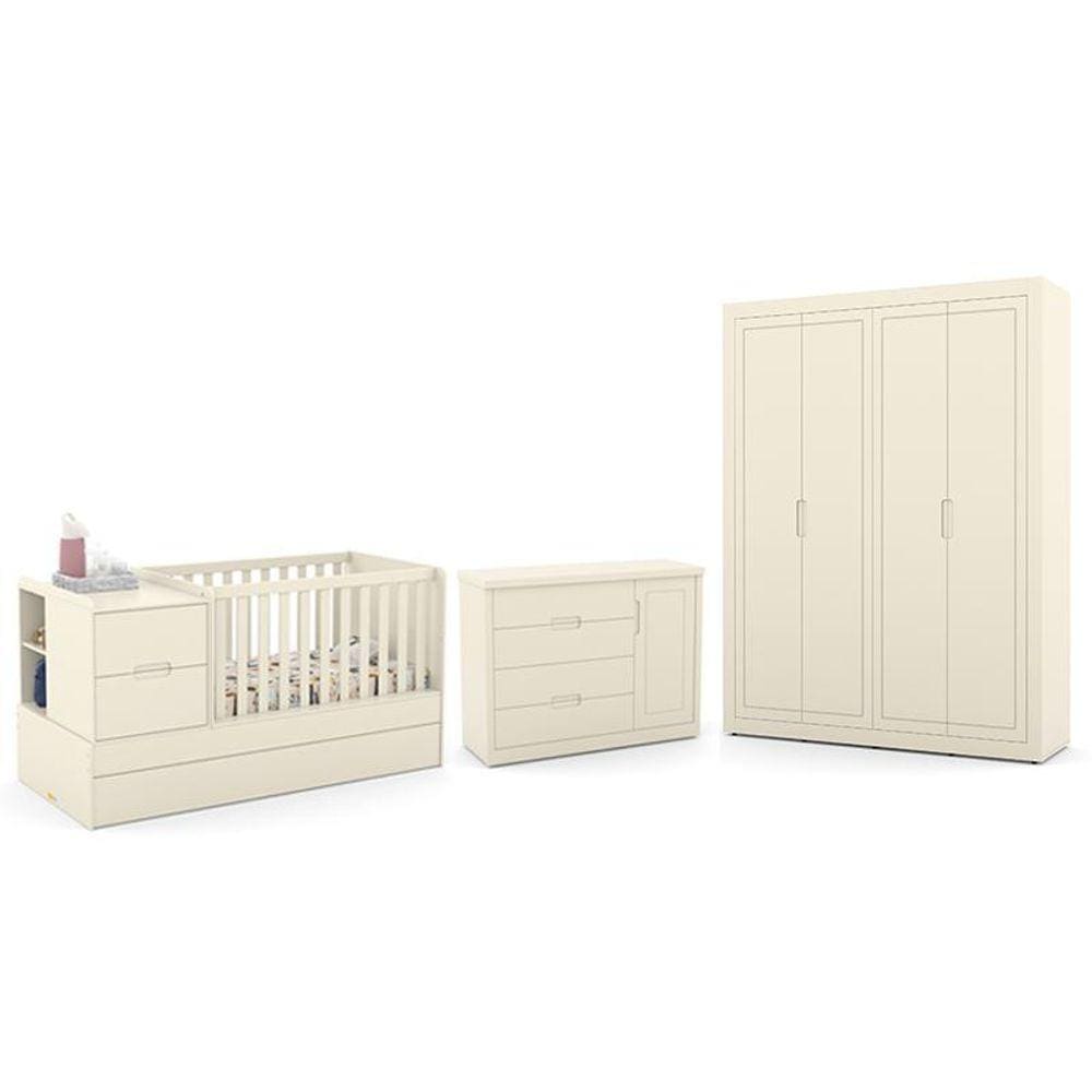 Dormitório Completo Infantil Tutto New 4 Portas, Cômoda e Berço Multifuncional Formare - Matic Móveis