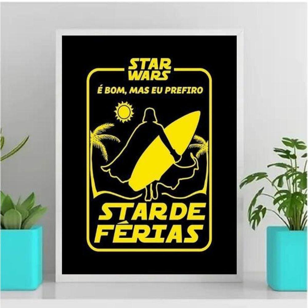 Quadro Humor Star Férias 24x18cm - Moldura Preta