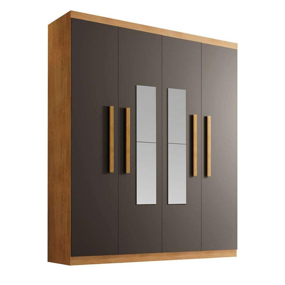 guarda-roupa solteiro com espelho malibu 4 pt 2 gv imbuia e grafite