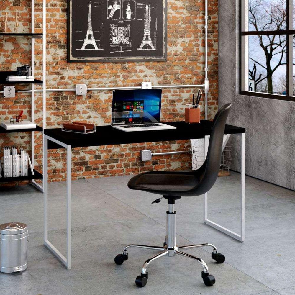 escrivaninha studio preta e branca 120 cm