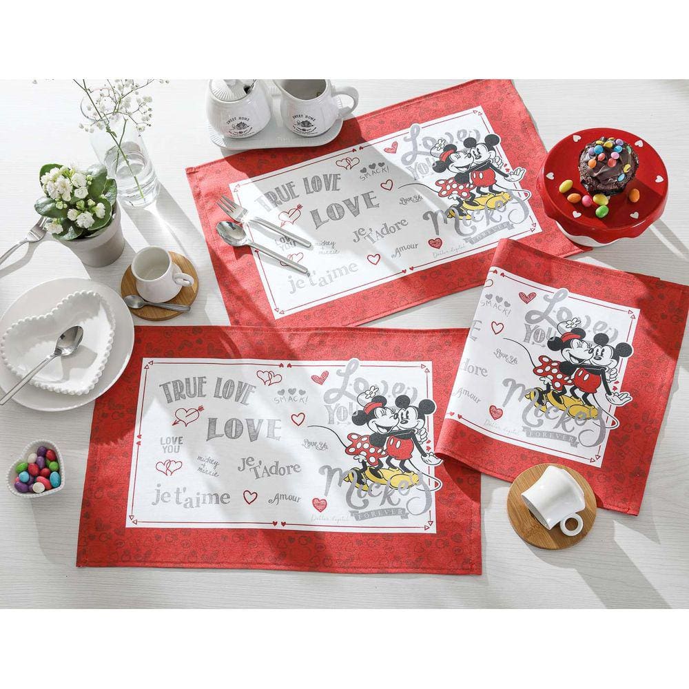 Jogo Americano 4 Peças Dohler Clean 45x31cm Mickey e Minnie