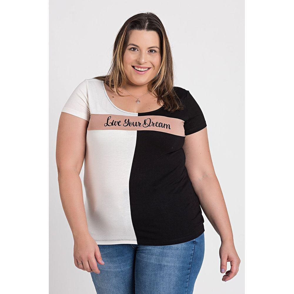 Blusa Feminina Plus Size Visco Estampada \"LIVE YOUR DREAM\" - Lepoque
