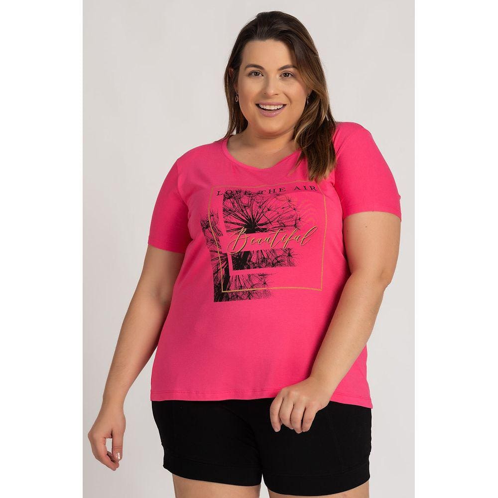Blusa Feminina Plus Size Visco Estampada \"Love The Air Beautiful\" - Serena