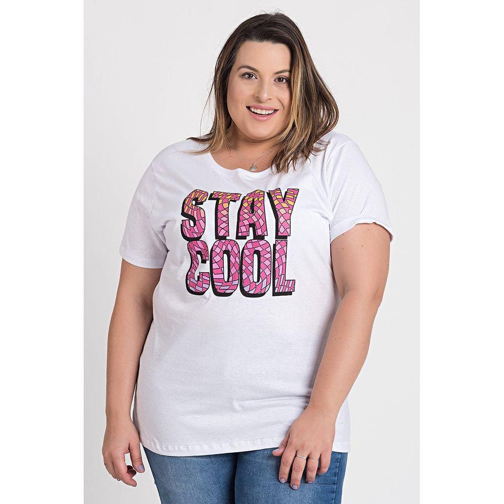 T-shirt Feminina Plus Size Estampada "Stay Cool" - Serena