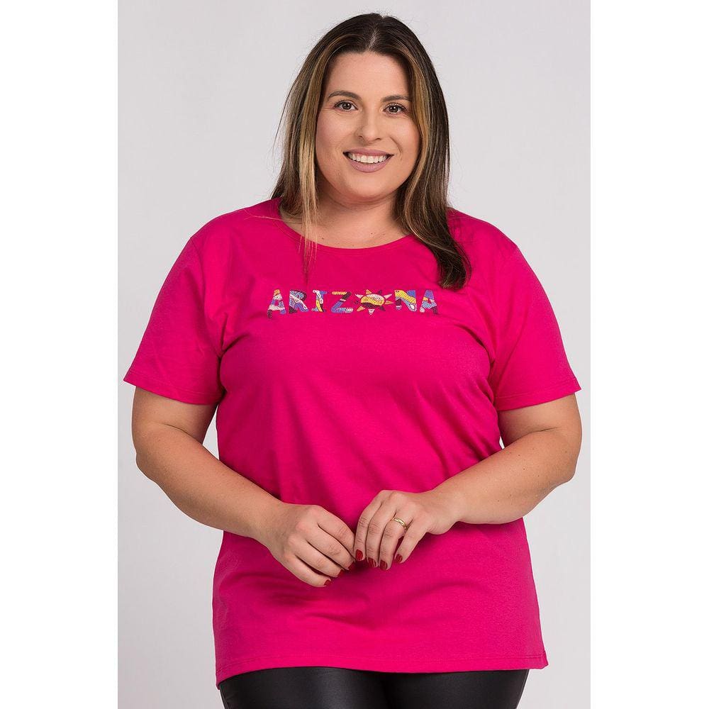 T-shirt Feminina Plus Size Estampada "Arizona" - Serena