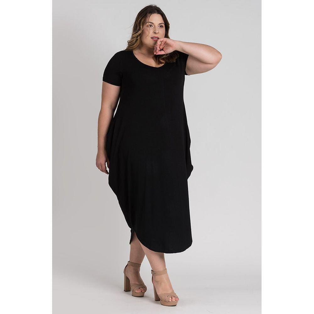 Vestido Feminino Plus Size Amplo Comfy Bolsos Laterais - Serena