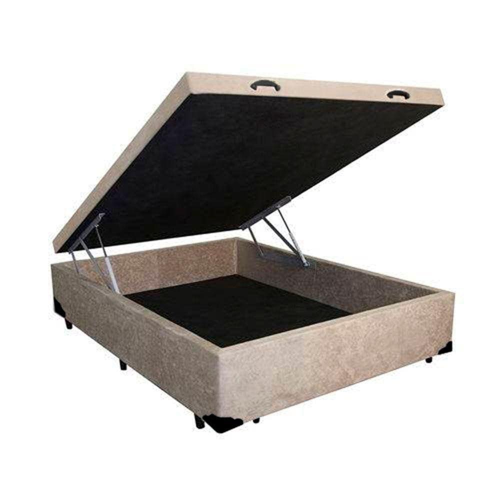 Base Box Baú Viúva Suede Bege - 39x128x188
