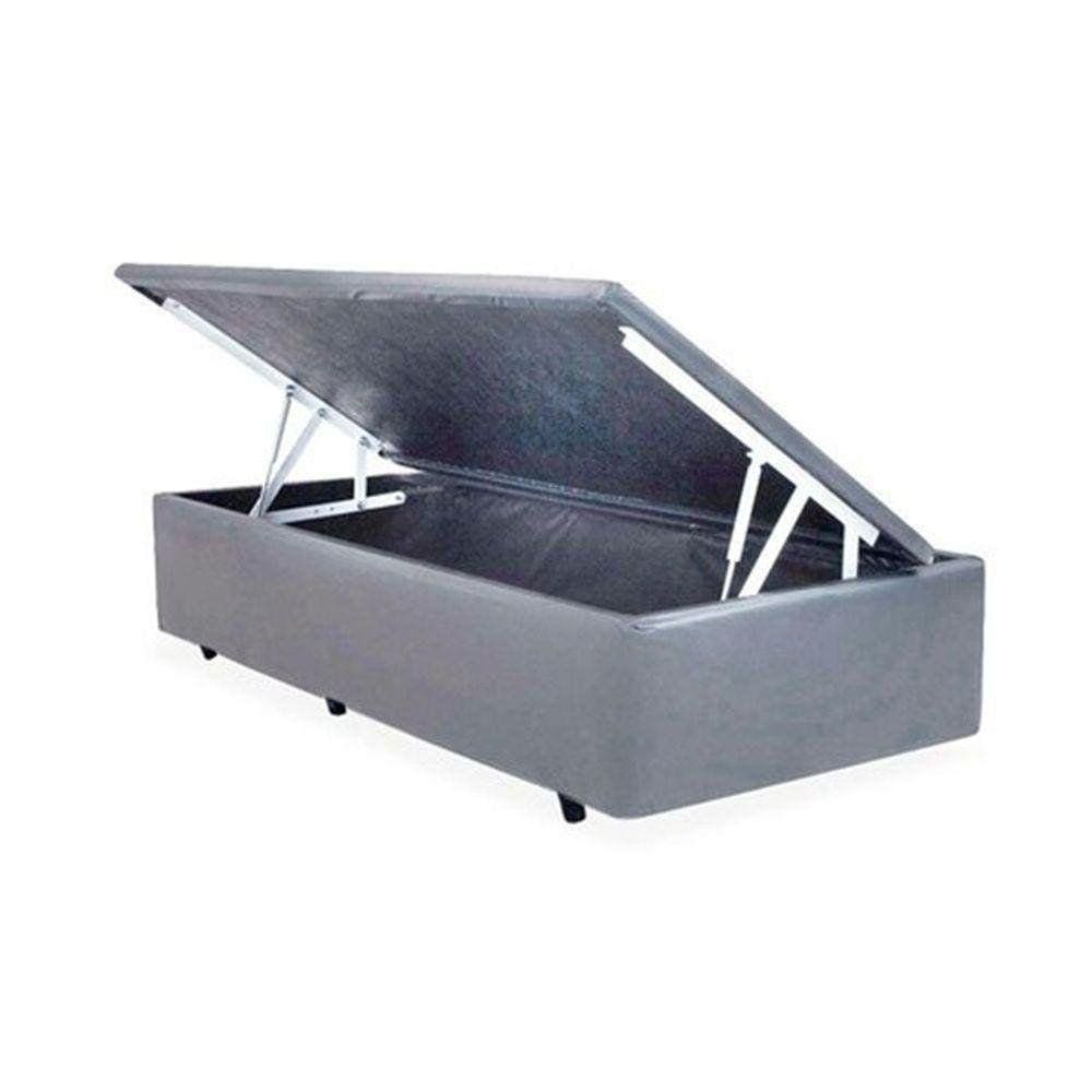Base Box Baú Solteiro Sintético Cinza - 39x78x188