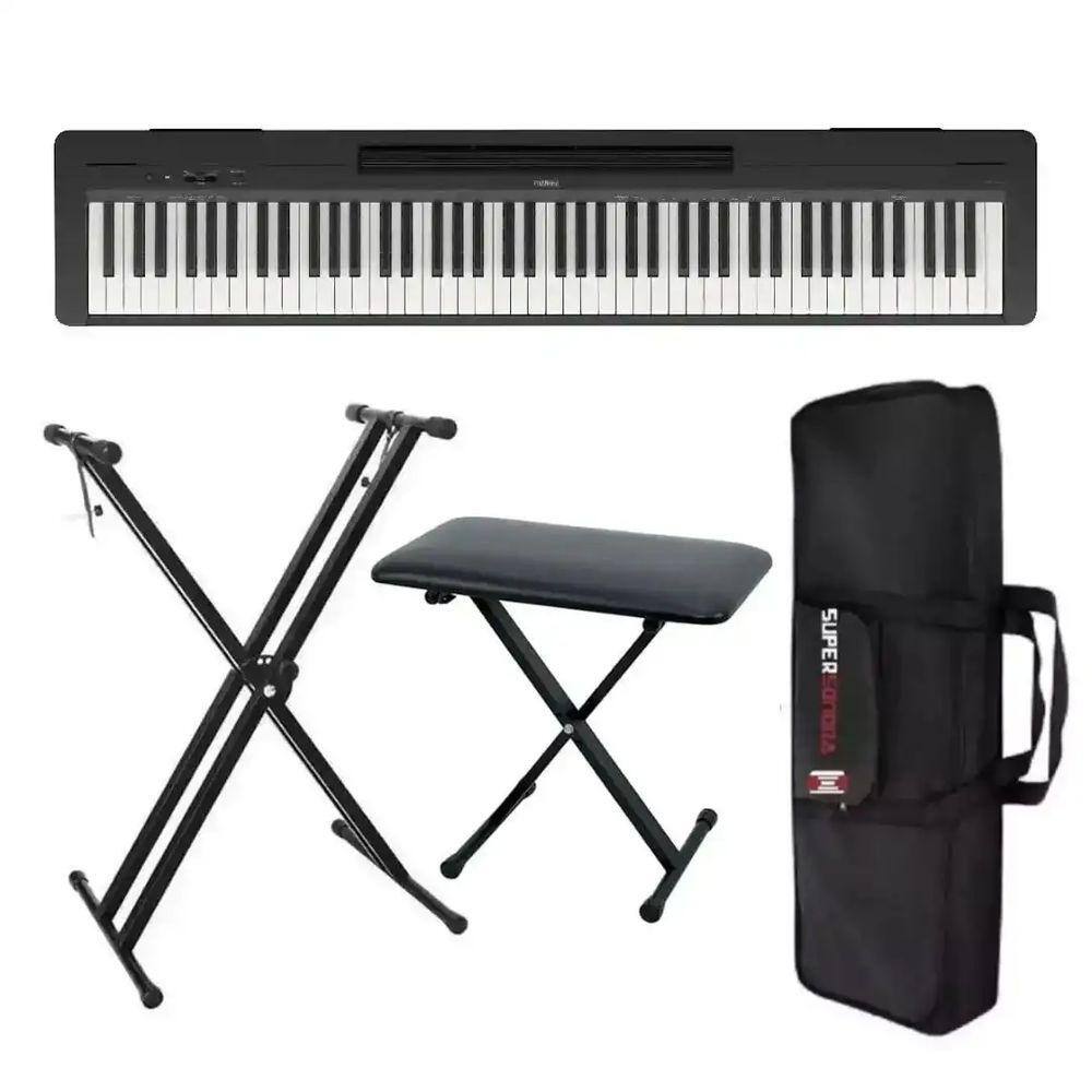 Piano Digital Yamaha P-145 - 88 Teclas GHC Toque Realista + Suporte em X + Banqueta + Capa