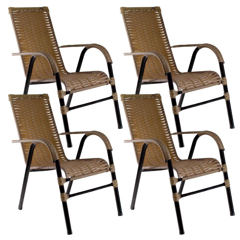 Conjunto de 4 Cadeiras Bela de Aço Carbono e Fibra Sintética