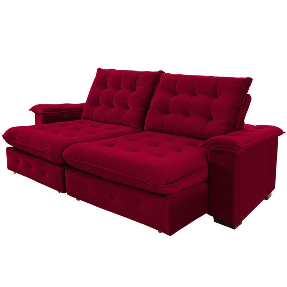 Sofá 4 Lugares Coliseu 2.60m Retrátil e Reclinável Super Pillow - Vinho
