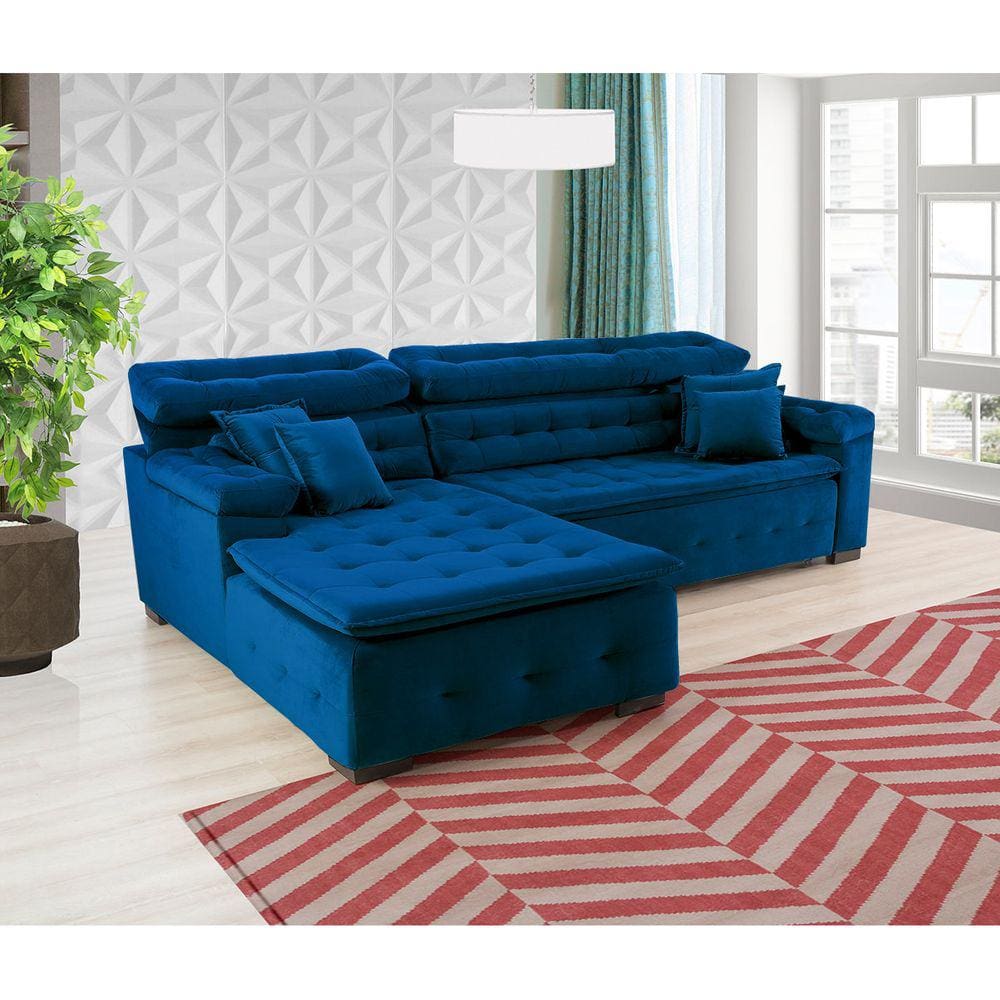 Sofá Retrátil e Reclinável Com Chaise Orlando 2.20x2.10m- Sofisticato