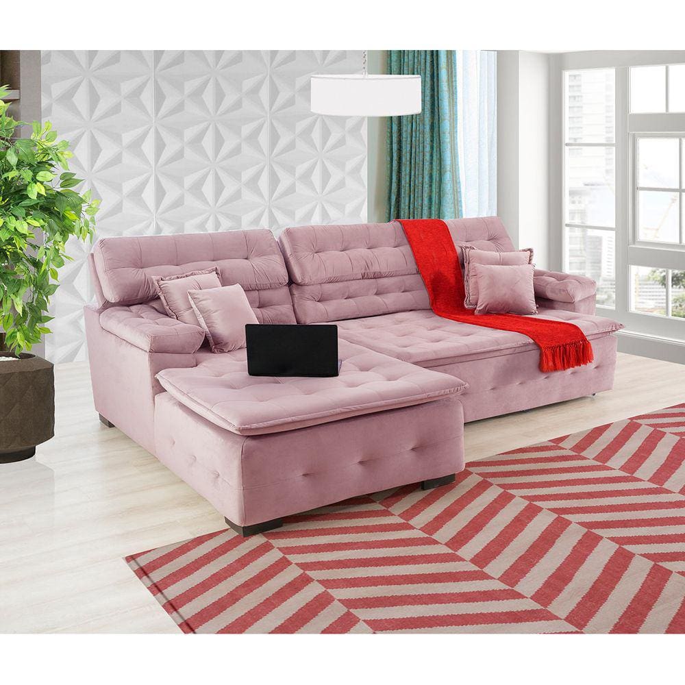 Sofá Retrátil e Reclinável Com Chaise Orlando 2.20x2.10m- Sofisticato