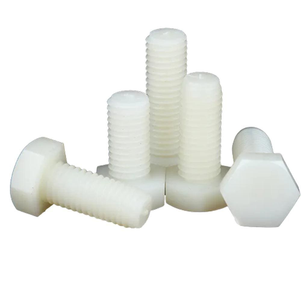 PARAFUSO SEXTAVADO M8 X 40 POLIPROPILENO BRANCO - 100Pçs