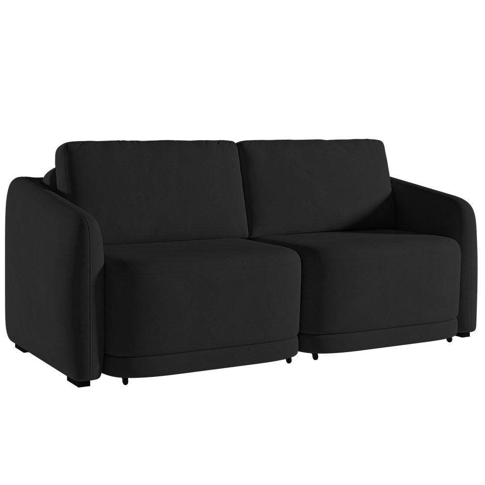 Sofá Cama Casal para Sala 196cm Polska K04 Veludo Preto - Mpozenato