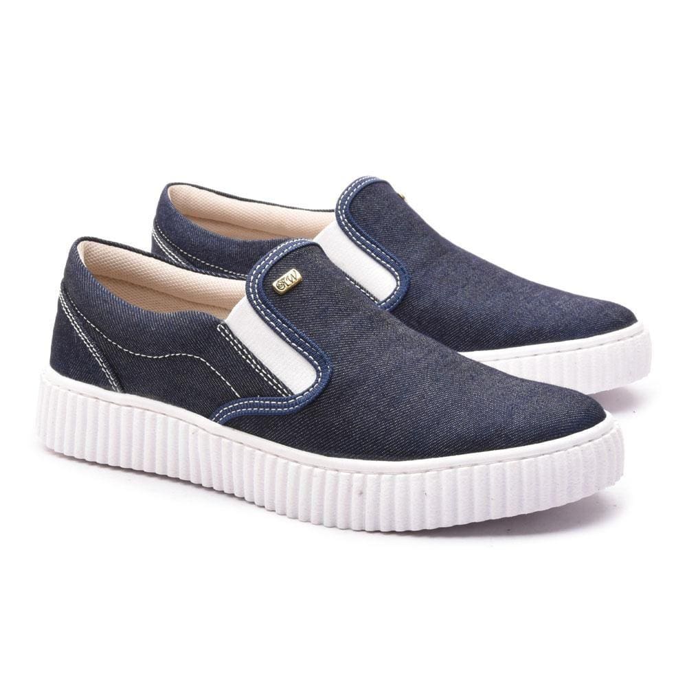 Slip On Feminino Lona Elástico Calce Fácil Confortável